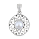 925 Sterling Silver Pendant Set Made with  Pearl Gemstone