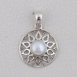 925 Sterling Silver Pendant Set Made with  Pearl Gemstone