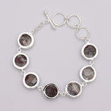 Crazy Lace Agate Silver Bracelet