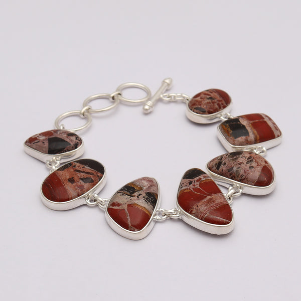 Tire Track Jasper Silver Bracelets