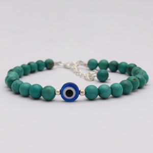 Evil eye & Tibetan Turquoise Beads Bracelet