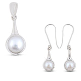 925 Sterling Silver Pendant Set Made with  Pearl Gemstone