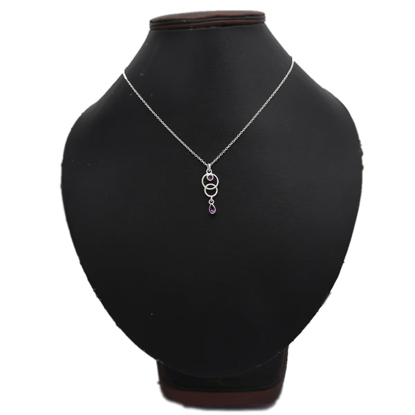 Natural Amethyst Silver Necklace