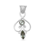 Green Amethyst Silver Pendant