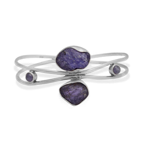 Raw Tanzanite Silver Bangle