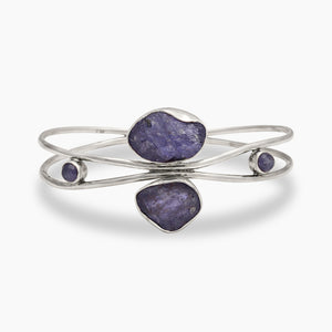 Raw Tanzanite Silver Bangles