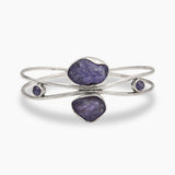 Raw Tanzanite Silver Bangles