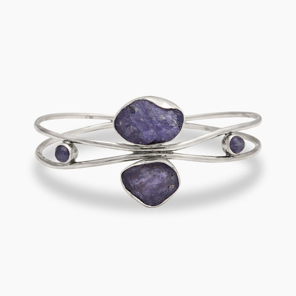Raw Tanzanite Silver Bangles