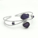 Raw Tanzanite Silver Bangle