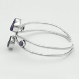 Raw Tanzanite Silver Bangle