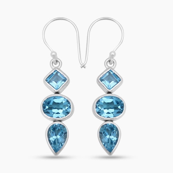 Blue Topaz Silver Earrings