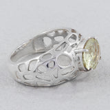 Green Amethyst Silver Ring