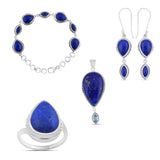 Lapis Lazuli Gemstone 925 Sterling Silver Pendant Set