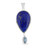 Lapis Lazuli Gemstone 925 Sterling Silver Pendant Set