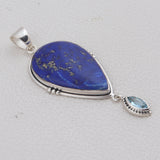 Lapis Lazuli Gemstone 925 Sterling Silver Pendant Set