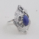 Lapis Lazuli Gemstone 925 Solid Silver Ring & Earrings Set