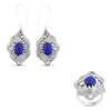 Lapis Lazuli Gemstone 925 Solid Silver Ring & Earrings Set