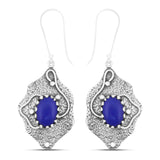 Lapis Lazuli Gemstone 925 Solid Silver Ring & Earrings Set