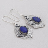 Lapis Lazuli Gemstone 925 Solid Silver Ring & Earrings Set