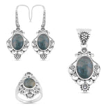 Moss Agate Gemstone 925 Sterling Silver Jewelry set
