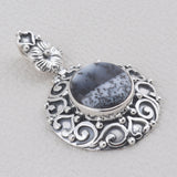 Dendritic Opal Gemstone 925 Sterling Silver Pendant Set