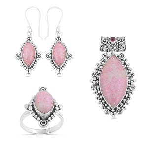 Pink Opal Gemstone 925 Sterling Silver Jewelry Set