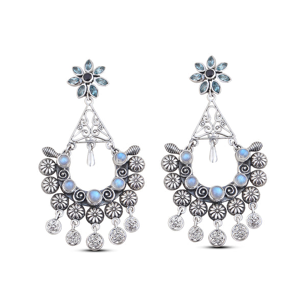 Rainbow Moonstone 925 Sterling Silver Pendant Set