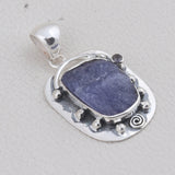 Tanzanite Raw Gemstone 925 Solid Silver Pendant Set