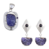 Tanzanite Raw Gemstone 925 Solid Silver Pendant Set