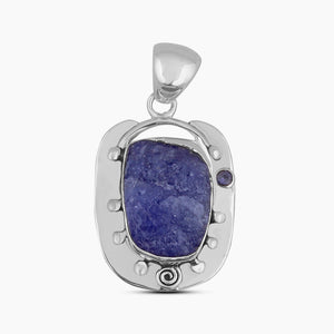 Tanzanite Raw Gemstone 925 Solid Silver Pendant Set
