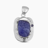 Tanzanite Raw Gemstone 925 Solid Silver Pendant Set