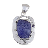 Tanzanite Raw Gemstone 925 Solid Silver Pendant Set