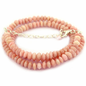 Pink Opal Gemstone Beaded Necklace