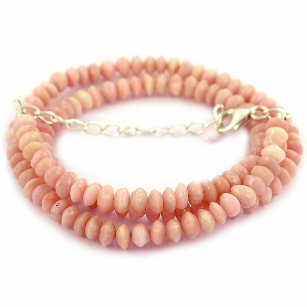 Pink Opal Gemstone Beaded Necklace
