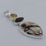 Brecciated Mookite, Citrine Silver Pendant