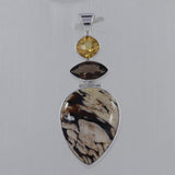 Brecciated Mookite, Citrine Silver Pendant