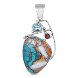 Blue Opal Gemstone Pendant 925 Sterling Silver