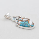 Blue Opal Gemstone Pendant 925 Sterling Silver