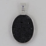 925 Sterling Silver Black Lava Pendant