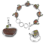 Ammolite Gemstone 925 Solid Silver Pendant Set