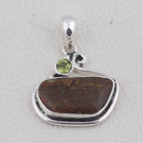 Ammolite Gemstone 925 Solid Silver Pendant Set