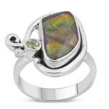 Ammolite Gemstone 925 Solid Silver Pendant Set