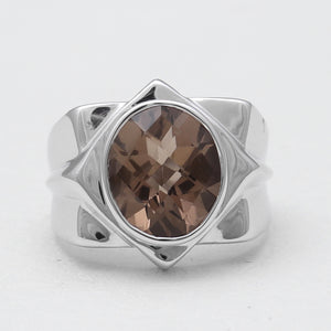 925 Sterling Silver Smoky Quartz Rings