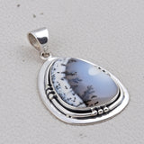 Dendritic Opal Gemstone 925 Sterling Silver Pendant Set