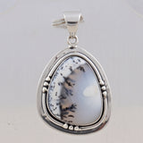 Dendritic Opal Gemstone 925 Sterling Silver Pendant Set