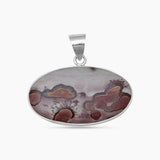 Natural Coffee Bean Jasper Silver Pendants