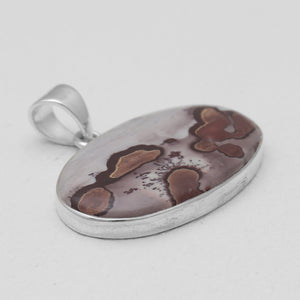 Natural Coffee Bean Jasper Silver Pendants