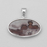 Natural Coffee Bean Jasper Silver Pendants