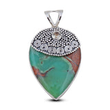 Chrysoprase Gemstone 925 Genuine Silver Pendant Set