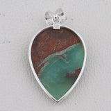 Chrysoprase Gemstone 925 Genuine Silver Pendant Set